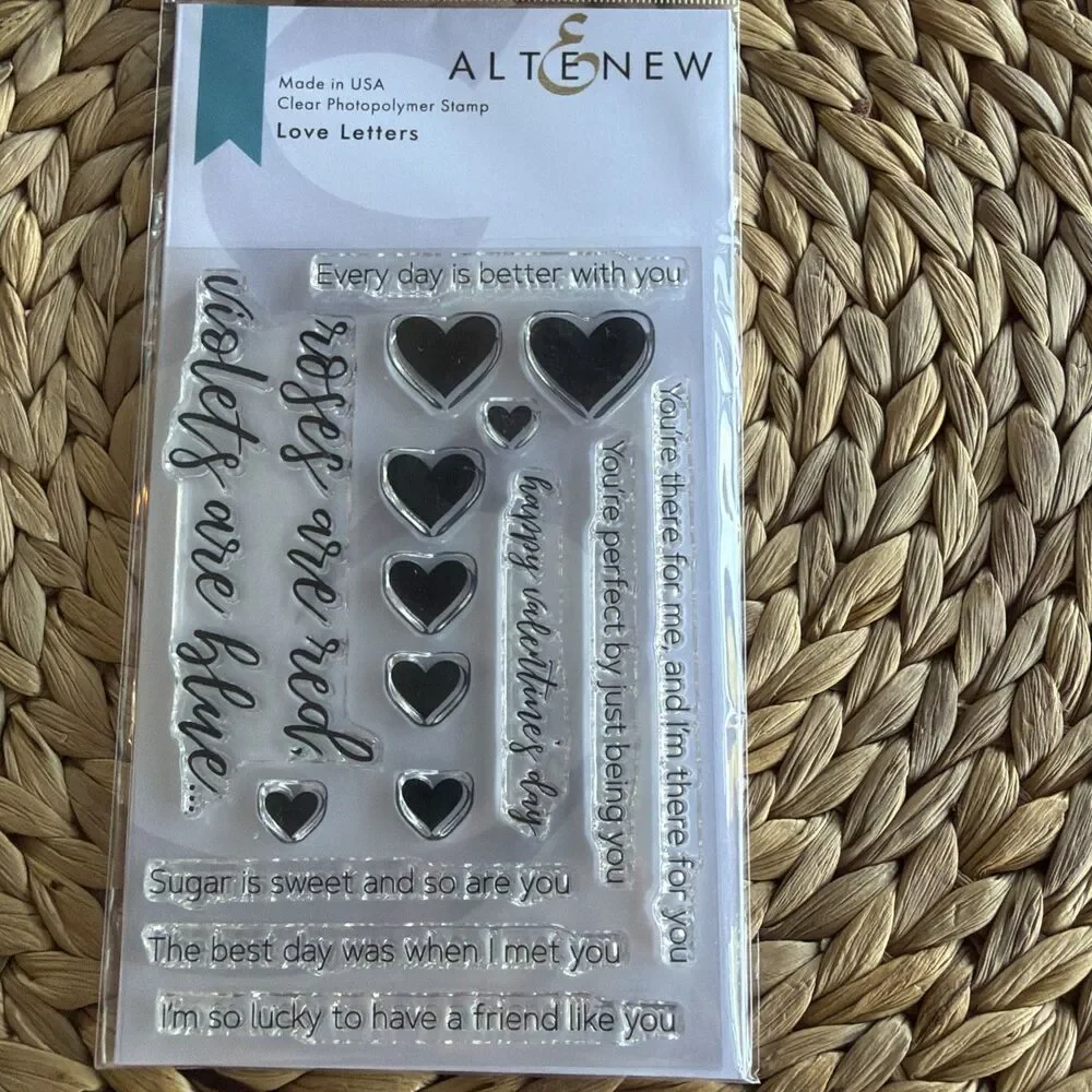 Altenew Stamps Love Letters with dies hearts valentines day sweet sentiments